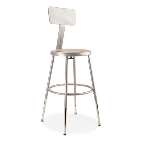 NPS 6200 Series 19"-27" Height Adjustable Hd Stool W/backrest Supports 500 Lb Brown Seat Gray Back/base Ships In 1-3 Bus Days