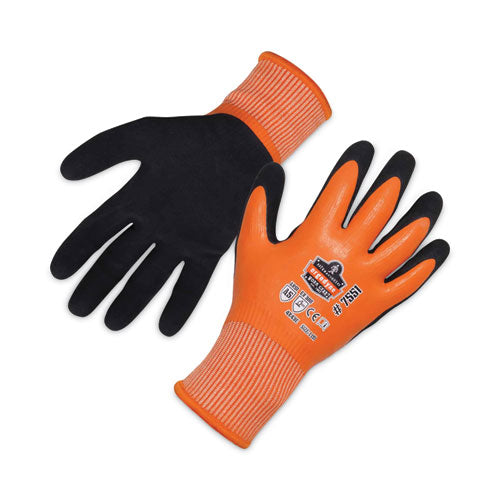 Ergodyne Proflex 7551 Ansi A5 Coated Waterproof Cr Gloves Orange Large Pair