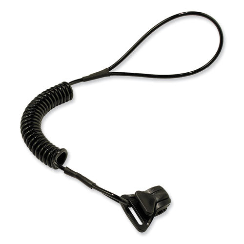 Ergodyne Squids 3158 Coiled Lanyard With Clamp 2 Lb Max Working Capacity 12" To 48" Long Black