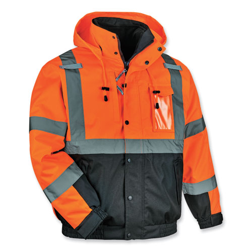 Ergodyne Glowear 8381 Class 3 Hi-vis 4-in-1 Quilted Bomber Jacket Orange 4x-large