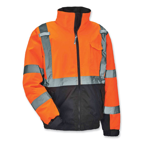 Ergodyne Glowear 8377 Class 3 Hi-vis Quilted Bomber Jacket Orange Large