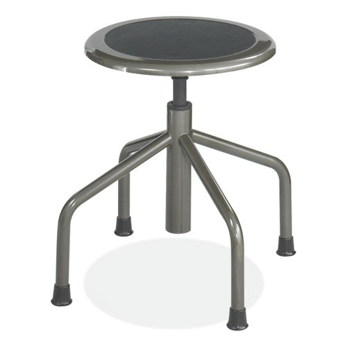 Safco Diesel Low Base Stool Backless Supports Up To 250 Lb 16" To 22" High Black Seat Pewter Base