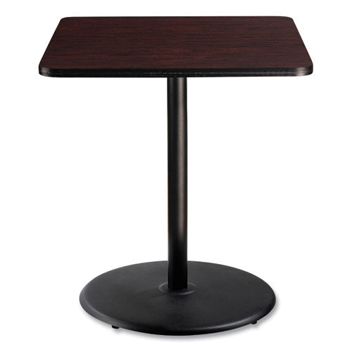 NPS Cafe Table 36wx36dx42h Square Top/round Base Mahogany Top Black Base