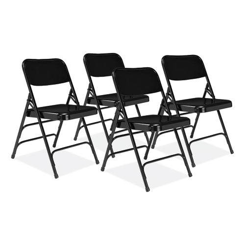 NPS 300 Series Deluxe All-steel Triple Brace Folding Chair Supports 480 Lb 17.25" Seat Ht Black 4/ct Ships In 1-3 Bus Days
