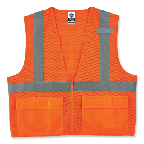 Ergodyne Glowear 8220z Class 2 Standard Mesh Zipper Vest Polyester 2x-large/3x-large Orange