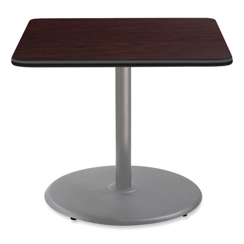 NPS Cafe Table 36wx36dx30h Square Top/round Base Mahogany Top Gray Base