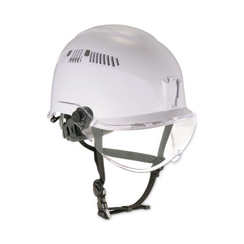 Ergodyne Skullerz 8975v Class C Safety Helmet W/8991 Visor Kit Clear Lens 6-pt Ratchet Suspension White