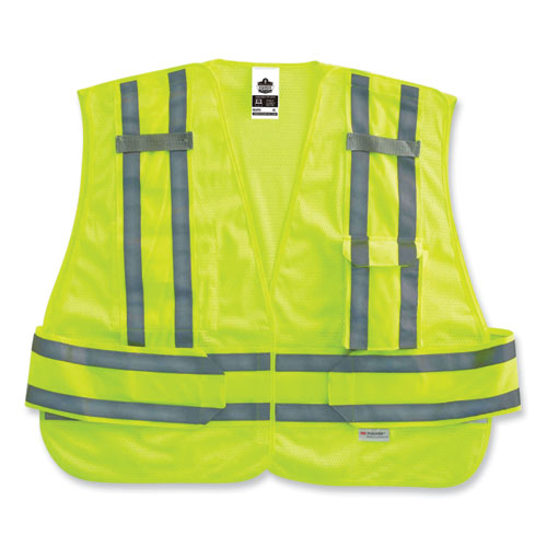 Ergodyne Glowear 8244psv Class 2 Expandable Public Safety Hook And Loop Vest Polyester Med/large Lime