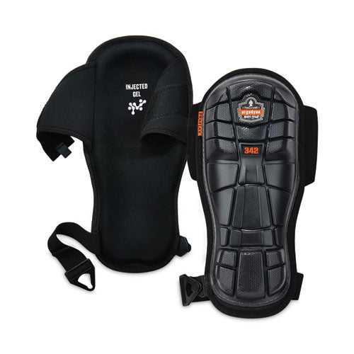 Ergodyne Proflex 342 Injected Gel Knee Pads Extra Long Cap Hook And Loop Closure One Size Black Pair