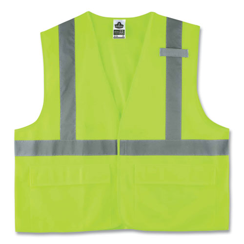 Ergodyne Glowear 8225hl Class 2 Standard Solid Hook And Loop Vest Polyester Lime 4x-large/5x-large