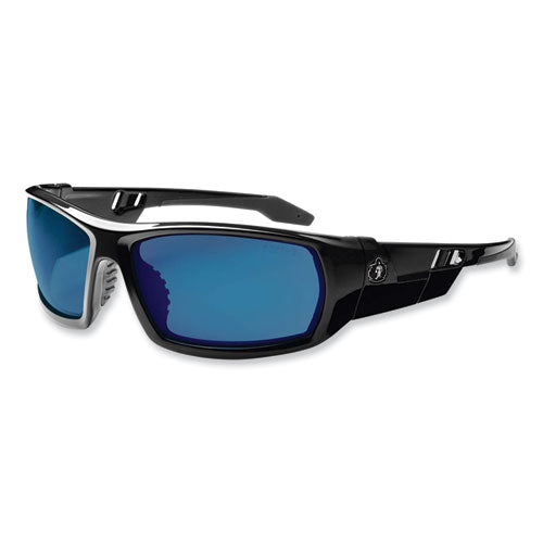 Ergodyne Skullerz Odin Safety Glasses Black Nylon Impact Frame Blue Mirror Polycarbonate Lens