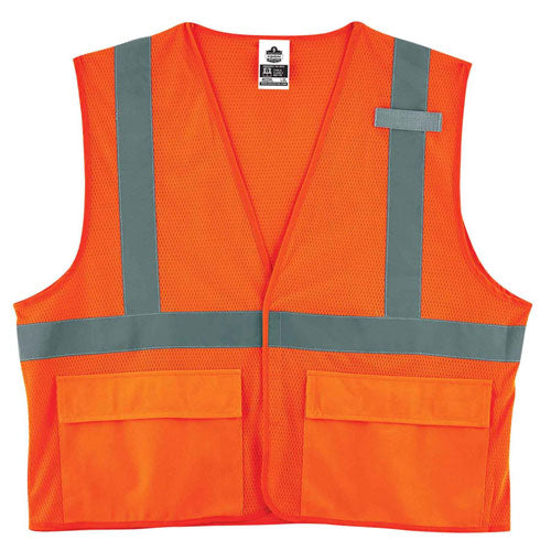 Ergodyne Glowear 8220hl Class 2 Standard Mesh Hook And Loop Vest Polyester Large/x-large Orange