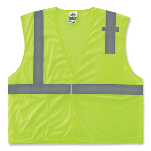 Ergodyne Glowear 8210hl Class 2 Economy Mesh Hook And Loop Vest Polyester X-small Lime