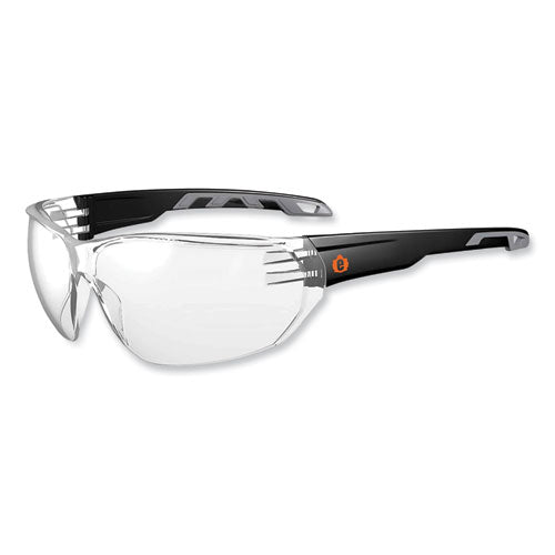 Ergodyne Skullerz Vali Frameless Safety Glasses Matte Black Nylon Impact Frame Clear Polycarbonate Lens