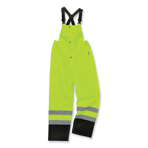 Ergodyne Glowear 8918bk Class E Hi-vis Rain Bibs Black Bottom Small Lime