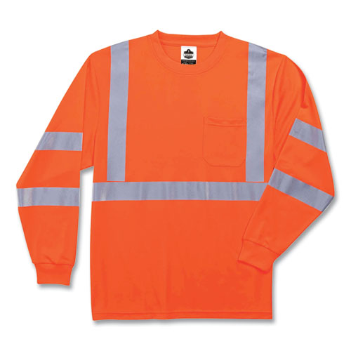 Ergodyne Glowear 8391 Class 3 Hi-vis Long Sleeve Shirt Polyester Orange 4x-large