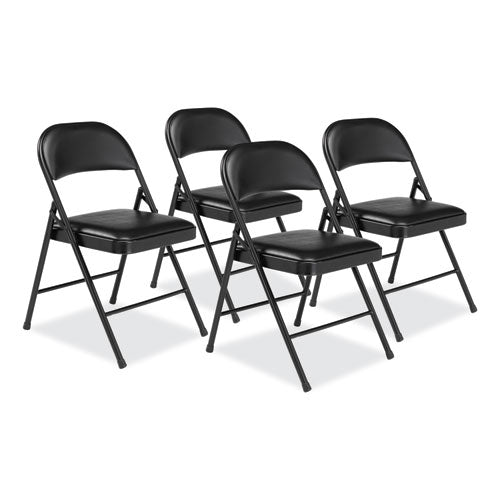 BASICS By NPS 950 Series Vinyl Padded Steel Folding Chair Supports Up To 250 Lb 17.75" Seat Height Black 4/Caseships In 1-3 Bus Days