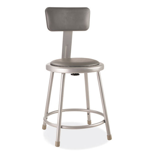 NPS 6400 Series Heavy Duty Vinyl Padded Stool W/backrest Supports 300 Lb 18" Seat Ht Gray Seat/back/baseships In 1-3 Bus Days