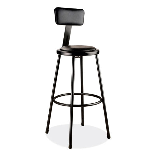 NPS 6400 Series Heavy Duty Vinyl Padded Stool W/backrest Supports 300lb 30" Seat Ht Black Seat/back/baseships In 1-3 Bus Days