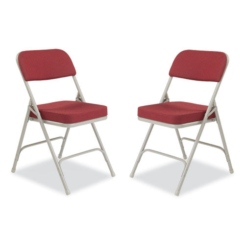 NPS 3200 Series Premium Fabric Dual-hinge Folding Chair Supports 300lb Burgundy Seat/back Gray Base2/ctships In 1-3 Bus Days