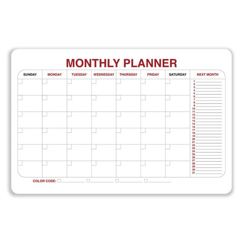 Ghent Monthly Planner Whiteboard With Radius Corners 36x24 White/red/black Surface