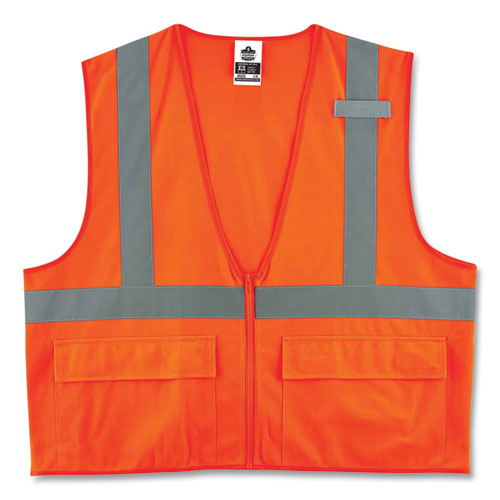 Ergodyne Glowear 8225z Class 2 Standard Solid Vest Polyester Orange 4x-large/5x-large