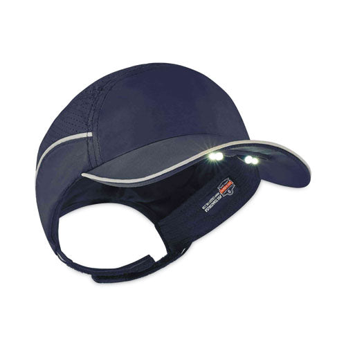 Ergodyne Skullerz 8965 Lightweight Bump Cap Hat With Led Lighting Long Brim Navy