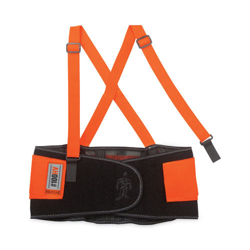 Ergodyne Proflex 100hv Economy Hi-vis Spandex Back Support Brace Small 25" To 30" Waist Black/orange