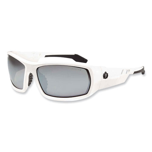 Ergodyne Skullerz Odin Safety Glasses White Nylon Impact Frame Silver Mirror Polycarbonate Lens