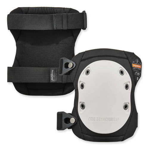 Ergodyne Proflex 315 Abrasion-resistant Knee Pads Long Textured White Hard Cap Buckle Closure Pair