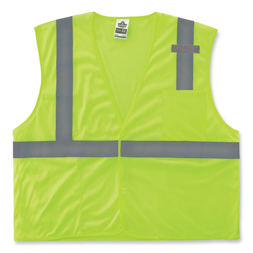 Ergodyne Glowear 8210hl Class 2 Economy Mesh Hook And Loop Vest Polyester Small/medium Lime