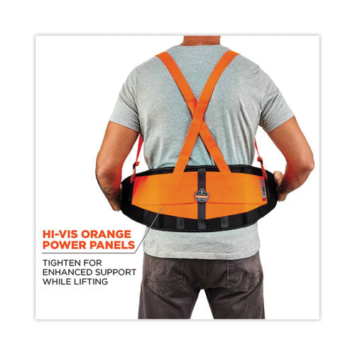 Ergodyne Proflex 100hv Economy Hi-vis Spandex Back Support Brace Medium 30" To 34" Waist Black/orange