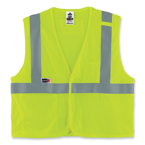 Ergodyne Glowear 8263frhl Class 2 Fr Safety Economy Hook And Loop Vest Modacrylic Mesh/cotton L/xl Lime