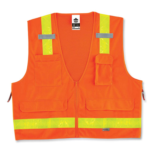 Ergodyne Glowear 8250zhg Class 2 Hi-gloss Surveyors Zipper Vest Polyester 2x-large/3x-large Orange