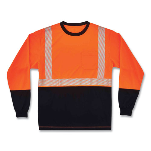 Ergodyne Glowear 8281bk Class 2 Long Sleeve Shirt With Black Bottom Polyester 4x-large Orange