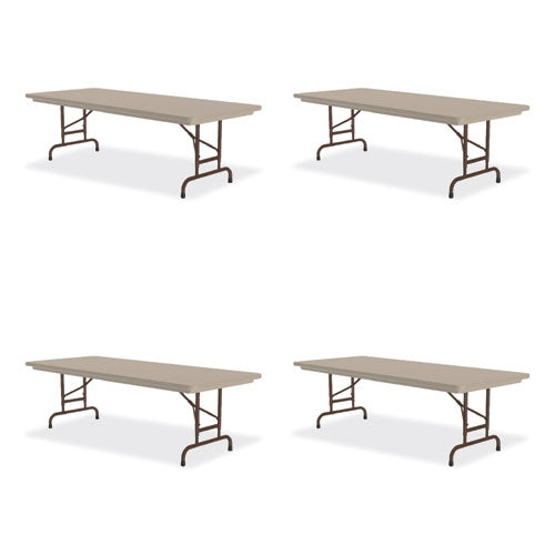 Correll Adjustable Folding Tables Rectangular 60"x30"x22" To 32" Mocha Top Brown Legs 4/pallet