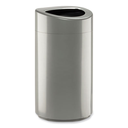 Safco Open Top Oval Waste Receptacle 14 Gal Steel Silver