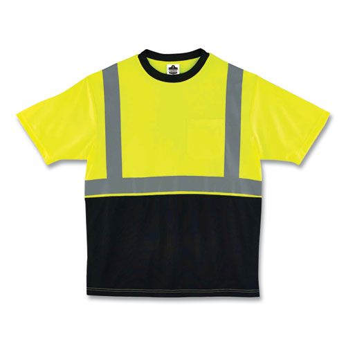 Ergodyne Glowear 8289bk Class 2 Hi-vis T-shirt With Black Bottom 2x-large Lime