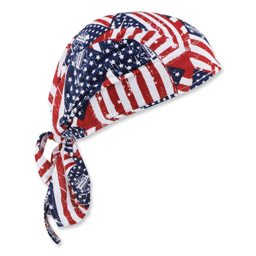 Ergodyne Chill-its 6615 High-perform Bandana Doo Rag W/terry Cloth Sweatband One Size Stars And Stripes