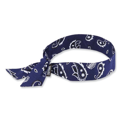 Ergodyne Chill-its 6700 Cooling Bandana Polymer Tie Headband One Size Fits Most Navy Western