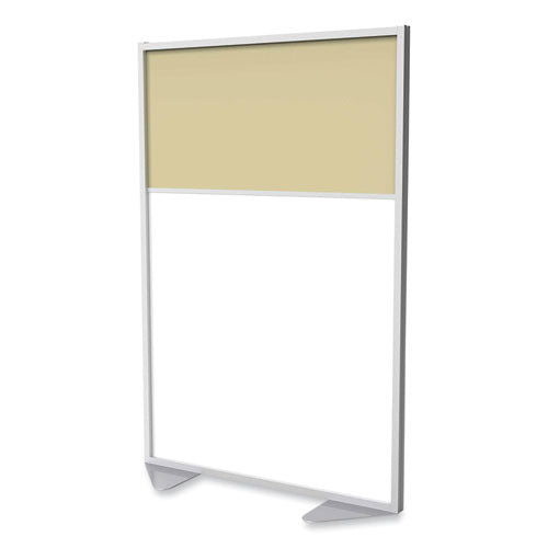 Ghent Floor Partition With Aluminum Frame And 2 Split Panel Infill 48.06x2.04x71.86 White/carmel