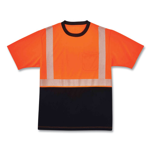 Ergodyne Glowear 8280bk Class 2 Performance T-shirt With Black Bottom Polyester Medium Orange