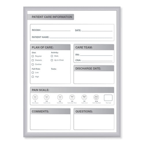 Ghent Patient Room Magnetic Whiteboard 18.5x24.5 White/gray Surface Satin Aluminum Frame