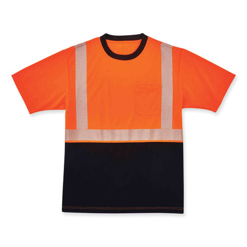 Ergodyne Glowear 8280bk Class 2 Performance T-shirt With Black Bottom Polyester X-large Orange