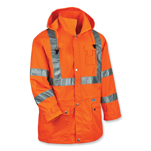 Ergodyne Glowear 8365 Class 3 Hi-vis Rain Jacket Polyester 5x-large Orange