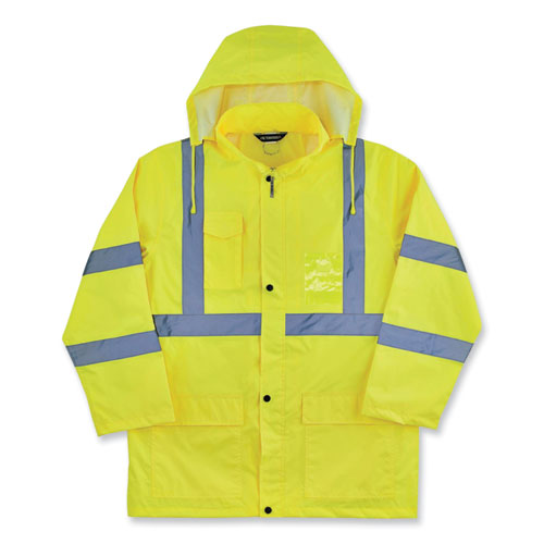 Ergodyne Glowear 8366 Class 3 Lightweight Hi-vis Rain Jacket Polyester 3x-large Lime