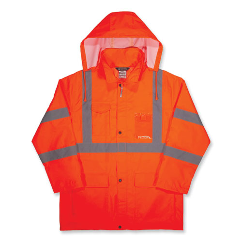 Ergodyne Glowear 8366 Class 3 Lightweight Hi-vis Rain Jacket Polyester Medium Orange