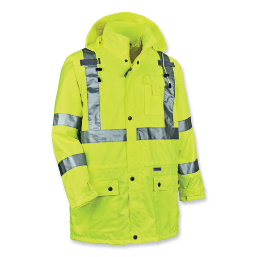 Ergodyne Glowear 8365 Class 3 Hi-vis Rain Jacket Polyester 3x-large Lime