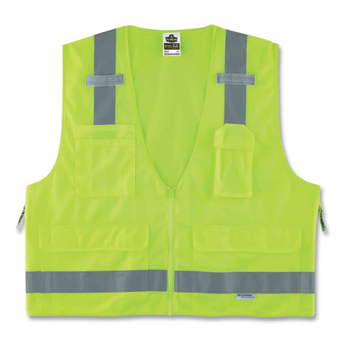 Ergodyne Glowear 8250z Class 2 Surveyors Zipper Vest Polyester 2x-large/3x-large Lime