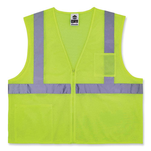 Ergodyne Glowear 8256z Class 2 Self-extinguishing Zipper Vest Polyester 2x-large/3x-large Lime